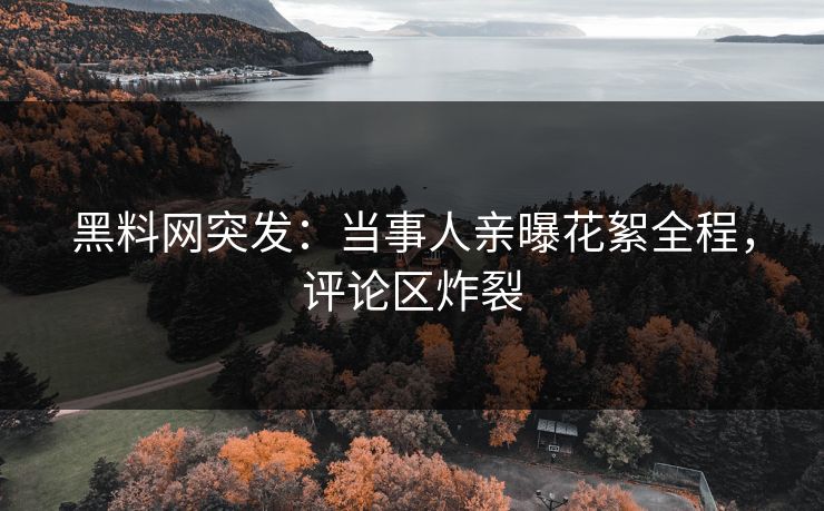 黑料网突发：当事人亲曝花絮全程，评论区炸裂