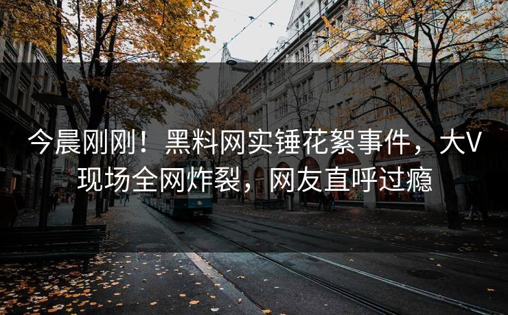 今晨刚刚！黑料网实锤花絮事件，大V现场全网炸裂，网友直呼过瘾