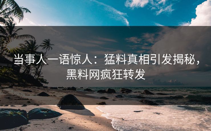 当事人一语惊人：猛料真相引发揭秘，黑料网疯狂转发