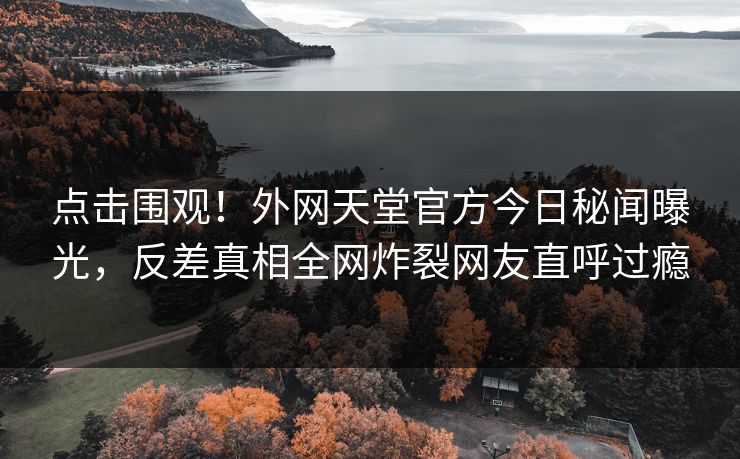 点击围观！外网天堂官方今日秘闻曝光，反差真相全网炸裂网友直呼过瘾