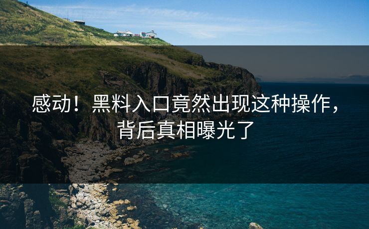感动！黑料入口竟然出现这种操作，背后真相曝光了