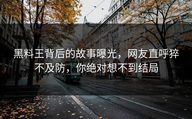 黑料王背后的故事曝光，网友直呼猝不及防，你绝对想不到结局