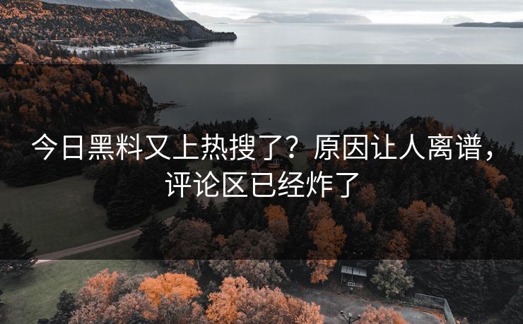 今日黑料又上热搜了？原因让人离谱，评论区已经炸了