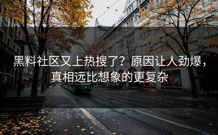 黑料社区又上热搜了？原因让人劲爆，真相远比想象的更复杂