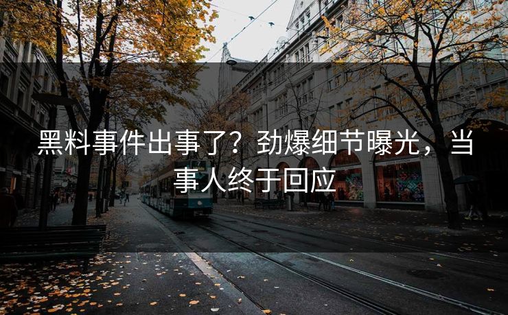 黑料事件出事了？劲爆细节曝光，当事人终于回应