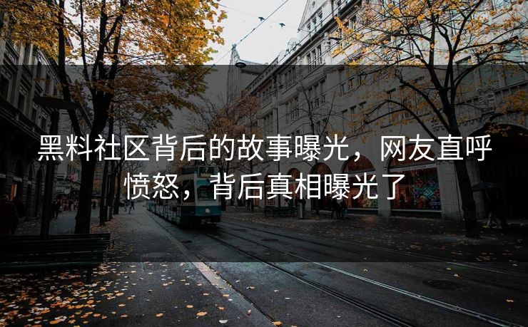 黑料社区背后的故事曝光，网友直呼愤怒，背后真相曝光了