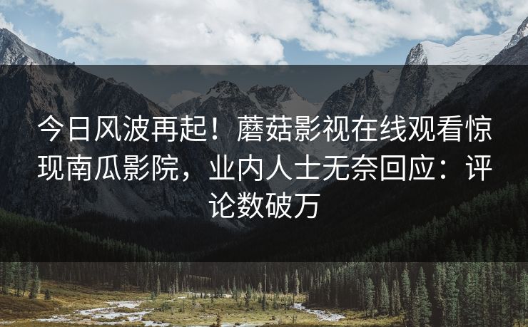 今日风波再起！蘑菇影视在线观看惊现南瓜影院，业内人士无奈回应：评论数破万