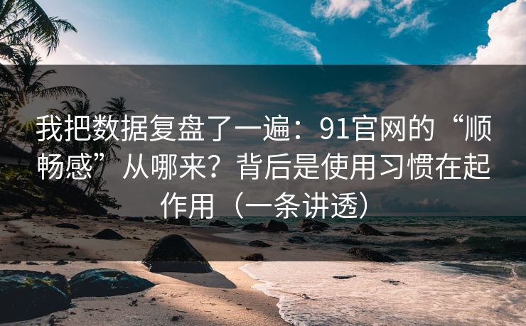 我把数据复盘了一遍：91官网的“顺畅感”从哪来？背后是使用习惯在起作用（一条讲透）