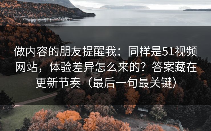 做内容的朋友提醒我：同样是51视频网站，体验差异怎么来的？答案藏在更新节奏（最后一句最关键）